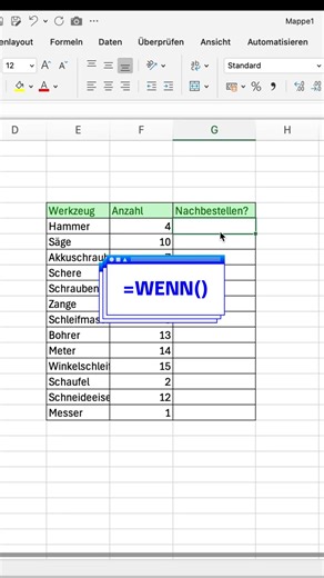 =Wenn Funktion in Excel! #excel #exceltricks #lernenmittiktok #excelkurs