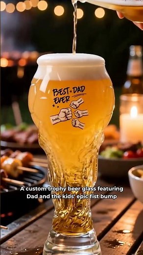 Personalised Trophy Beer Glass "Best Dad Ever Fist Bump" for Dad