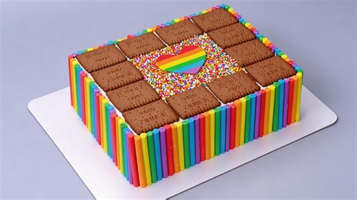 Rainbow sprinkle biscuit cake
