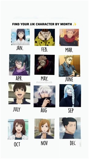FIND YOUR JJK CHARACTER BY MONTH ✨