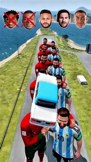 🚗 RONALDO vs MESSI vs MBAPPE vs NEYMAR 🔥 #beamngdrive