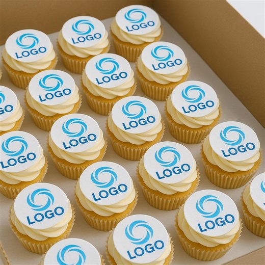 Bulk Custom Logo Cupcake Toppers 100  Edible Corporate Branding | Wafer / Icing Sheet | Events, Parties, Trade Shows - Etsy UK