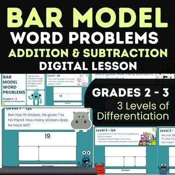 Bar Model Addition and Subtraction Word Problems | Differentiated Digital Lesson