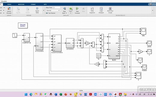 Matlab/Simulink BLDC无刷直流电机无传感器双闭环控制建模仿真