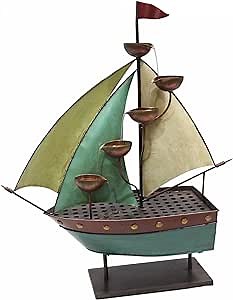 Alpine MAZ258 Sailor Ship with 5 Leaf Cup Tier Floor Fountain, 33", Multicolor