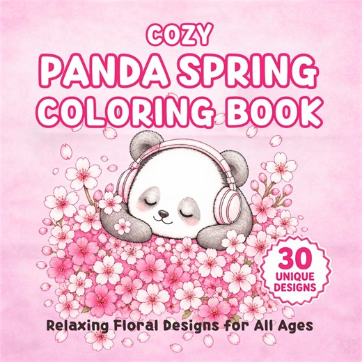 30 Spring Coloring Pages | Relaxing Panda Floral Designs for All Ages | Printable PDF - Etsy
