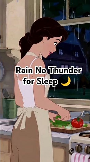 Rain No Thunder for Sleep 🌙 | Cooking in Cozy Kitchen Rain Ambience #Shorts