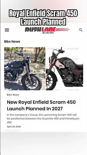 Royal Enfield Scram 450 launch planned