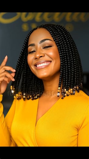 Golden Beaded Bob Braids 💛 #bobbraids | Braids for Women