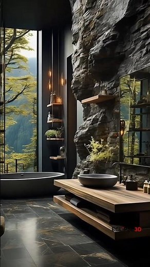 "Stunning Bathroom Design in Nature 🍃 | Dark & Earthy Aesthetic"
