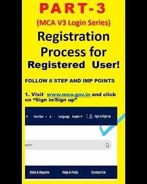 MCA V3 Login Series(Part 3) !Registered User Registration | Step-by-Step + Key Points!