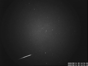 A Perseid meteor captured by the LIC1 camera of the Canary Long-Baseline Observatory (CILBO) on Tenerife in the early hours of 12 August 2020. This image-intensified (night vision) video camera is operated by ESA’s Meteor Research Group 👉 https://www.esa.int/Science_Exploration/Space_Science/Perseid_showers_captured_by_ESA_s_meteor_camera | ESA - European Space Agency