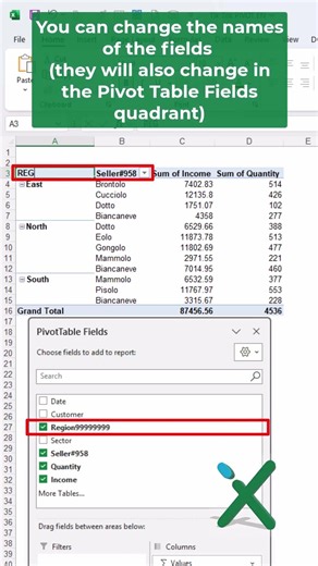 🇺🇸 EXCEL TRICKS: 🟢🏷 Pivot tables: how to rename fields #shorts