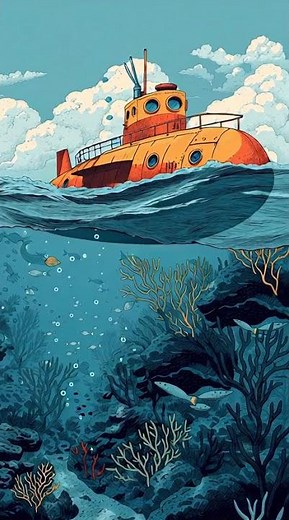 Submarine Cartoon Meta AI@SirHassanOfcl|A submarine is a special underwater vessel.