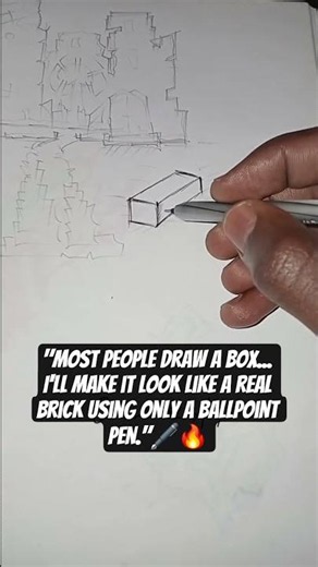 How to Draw a Realistic Brick Block Step by Step | Ballpoint Pen