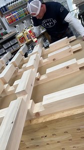 Some Titebond 1 to glue up this half lap grid section | The Dusty Lumber Co.