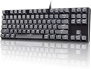 VELOCIFIRE M87 Mac Layout Mechanical Keyboard, 87-Key with Tactile Brown Switch, and LED White Backlit, Compatible with Mac (Black)