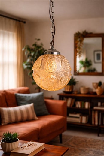 Vintage Art Deco Glass Globe Lamp | Pressed Textured Glass Light | Converted Hanging Fixture Table Lamp - Etsy Australia