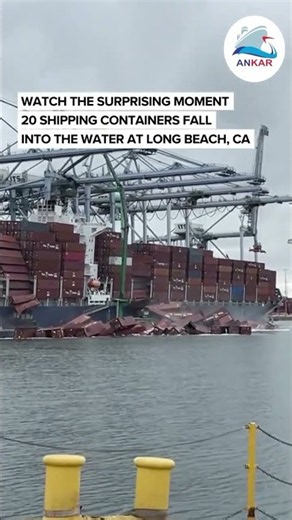 Massive Container Collapse at Port of Long Beach, California 🚨🌊