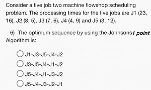 Consider a five job two machine flowshop scheduling problem. Th... | Filo