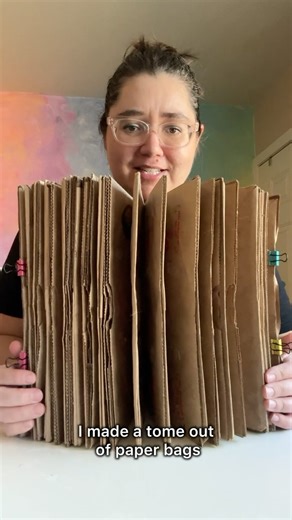 TUTORIAL: how to make the giant paper bag spell book!! There is a full length walk-through tutorial on my YouTube channel! #papercraft #papercraftideas #junkjournal #junkjournaling #junkjournals #sketchbook #ideabook | Cactus Clouds Art