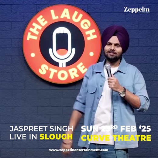 🌟 Hello Slough! I am coming to your city with my brand new solo standup comedy show 'Grown Up' at Curve Theatre. 🤩 . Mark your calendars for February 23rd, 2025, at 07:00 PM. 📅 Tickets are rolling fast! 🎟 www.zeppelinentertainment.com . Get ready to enjoy an exciting and hilarious performance that will make you laugh uncontrollably. 🤣 Hurry! Grab your tickets now! ⚡ . . #JaspreetSingh #GrownUp #LiveInSlough #Slough #Comedy #StandUpComedy #Comedian #ZeppelinEntertainment #UnitedKingdom | Jas