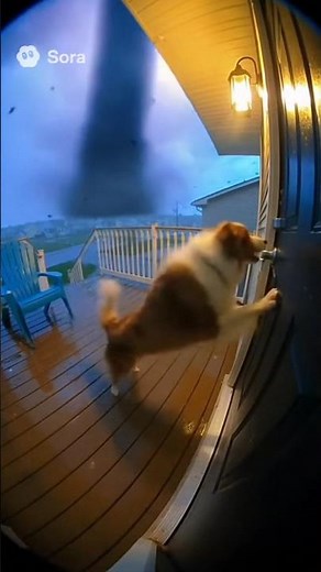 Cinematic Tornado Chaos – Border Collie Runs Inside Just in Time! 🐶⚡