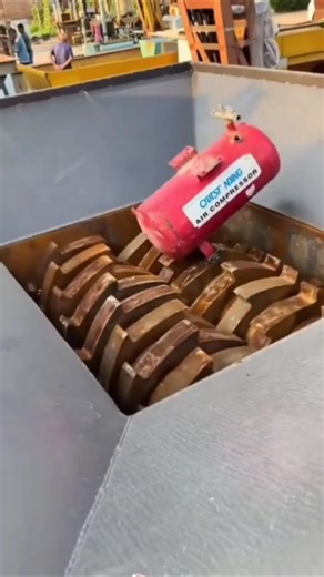 Air Compressor Tank vs Industrial Shredder – Satisfying Destruction!