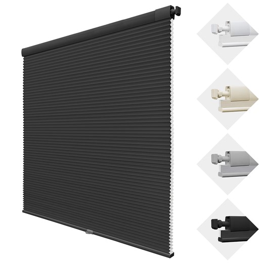 MiLin No Drill Cordless Cellular Shades Color-Matched No Tools Cellular Shades Honeycomb Design Blinds Shades for Window Room Office (Light Filtering Black, 51 1/2" W X 72" H)