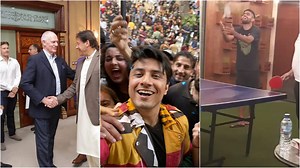 598K views · 2.7K reactions | Imran Khan meets Viv Richards, Watson etc, Ali Zafar Psl 5 anthem song video shoot, Karachi kings team playing table tennis Psl 5 2020 | Ustad | Facebook