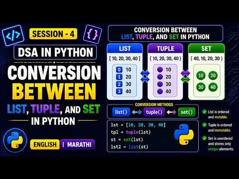 DSA in Python | Session 4 | Conversion Between List, Tuple, and Set in Python