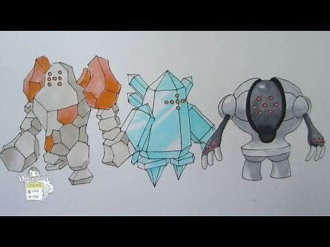 How to draw Pokemon: No. 377 Regirock, No. 378 Regice, No. 379 Registeel