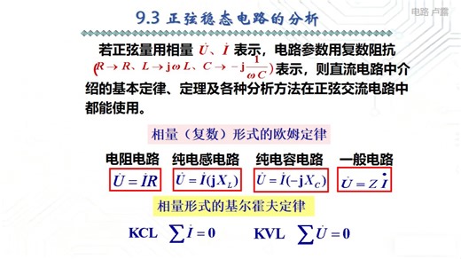 专升本电路 第九章9.2-9.3节 正弦稳态分析