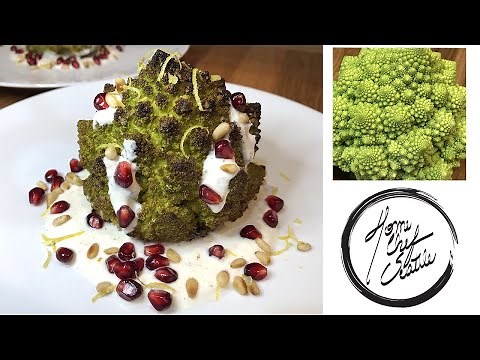Roasted Spiced Romanesco with Honey Ginger Yogurt Sauce