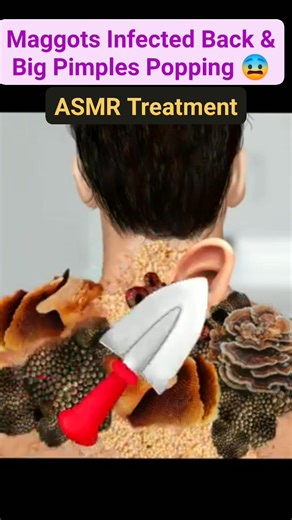 Maggots Infected Back & Big Pimples Popping 😨 Treatment | #3danimation #satisfying #reels #treatment #trending #cleaning #shorts | Akhilesh Yadav