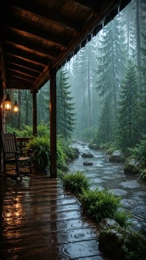 Thunderstorm Rain Sounds 🌧️⛈️ Cozy Forest Cabin | White Noise for Sleep #shorts