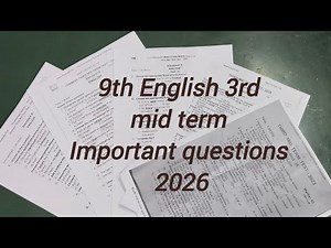 9th English 3rd mid term important questions and exam preparation 2026