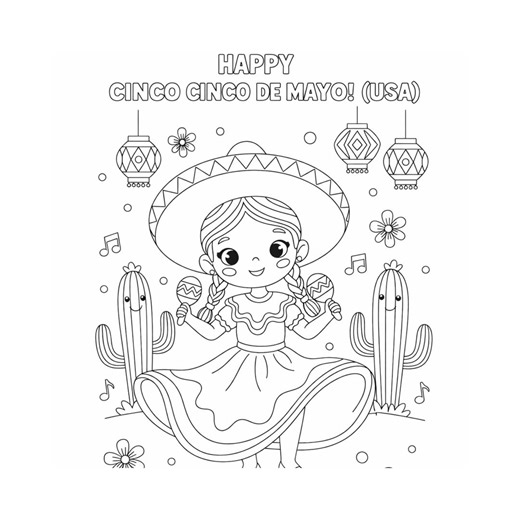 Cinco De Mayo Coloring Pages for Kids - Etsy
