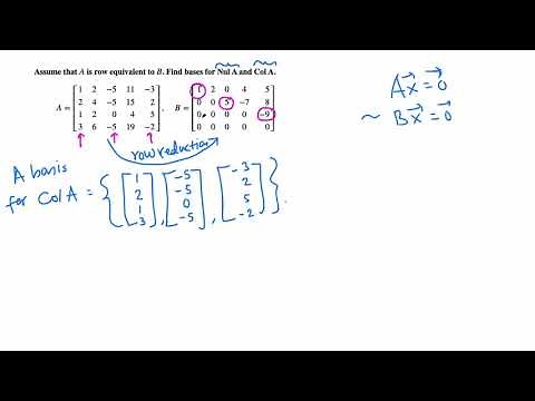 Linear Algebra: Finding bases for Nul A, and Col A from given matrix A