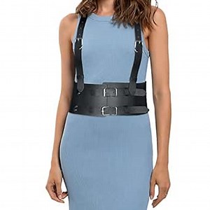 Topretty Harness for Women Pu Leather Punk Harness Belt Fashion Body Harness Goth Rave Adjustable Body Corset Accessories for Women and Girls Dress, Shirt, Party, Dating (black)