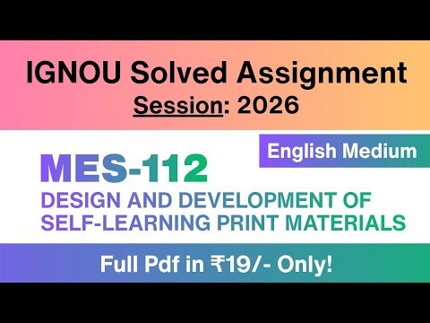 IGNOU MES 112 Solved Assignment 2026 English Medium