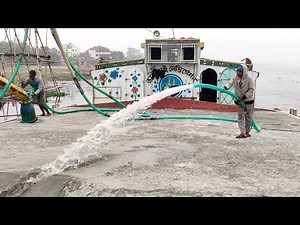 Oddly Satisfying Industrial Process Power Washing Tons of Sand Off a Barge | Sand Flow Chronicles