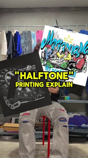 Explaining Halftone printing process 📹📍🪡 #halftoneeffect #screenprinting #clothingmanufacturer #localbrand #clothingtips