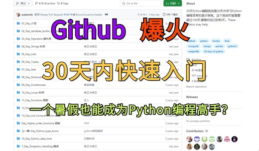 【Github爆火】37.4k star！30天内快速入门，暑假也能成为Python编程高手？