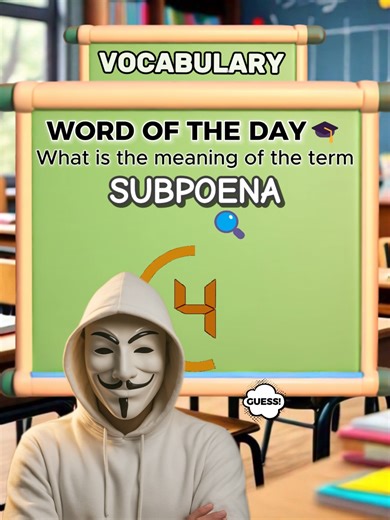 💬 What does Subpoena mean? 👉 Subpoena means a legal order that requires a person to appear in court or provide documents. 🧠 Examples: 1️⃣ She received a subpoena to testify in court. 2️⃣ The company was issued a subpoena for financial records. 📌 Subpoena is a legal term commonly used in court cases to formally demand testimony or evidence. #wordsandtheirmeaning #subpoenameaning #subpoena #wordmeaning #legalterms #englishvocabulary