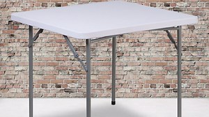 Emma Oliver 2.81-Foot Square Granite White Plastic Folding Table - Card Table/Game Table