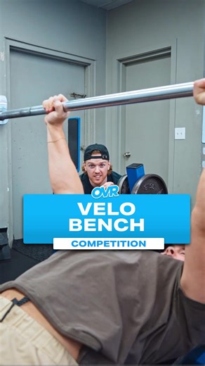 Velo Bench Competition ⚡️ Try this with your athletes: 🔹 Setup the bench with a 45 lbs bar 🔹 Attach the OVR Velocity to the bar 🔹 Bring bar down to your chest and hold for 3 seconds 🔹 Press up as fast as possible 🔹 Best score wins! 💻 Take the Velo Bench Test to get your OVR Score at OVRScore.com #GamifyYourTraining