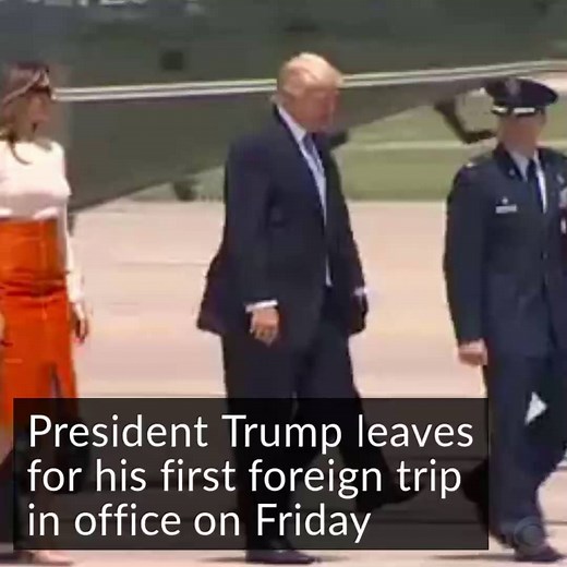 President Donald J. Trump boards Air Force One, departing on his first foreign trip as president http://cbsn.ws/2qFUhT7 | CBS News