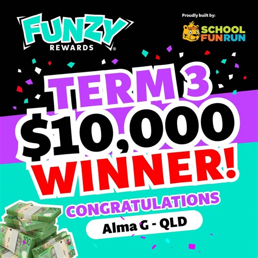 🎉🚗💰 BIG NEWS, FUN RUN FAM! 💰🚗🎉 Please join us in giving a HUGE congratulations to ALMA G — our incredible $10,000 WINNER from the Term 3 FUNZY giveaway! 🏆✨ Alma's taking the wheel of her dream with her prize… literally; she’s putting her winnings towards buying a car! 🙌 How amazing is that? This is what FUNZY is all about... giving back to the real legends who help make school fundraising such a success. Whether it's cash, holidays, or even cars. We LOVE surprising our school communities