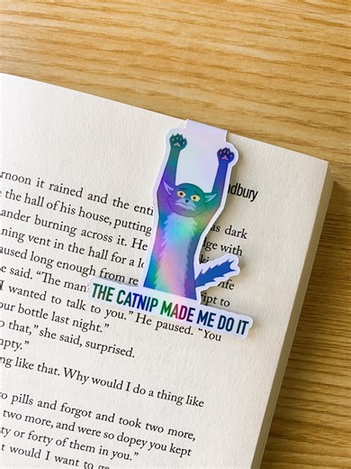 Cat Meme Magnetic Bookmark – “catnip Made Me Do It” Funny, Holographic, Book Lover Gift - Etsy